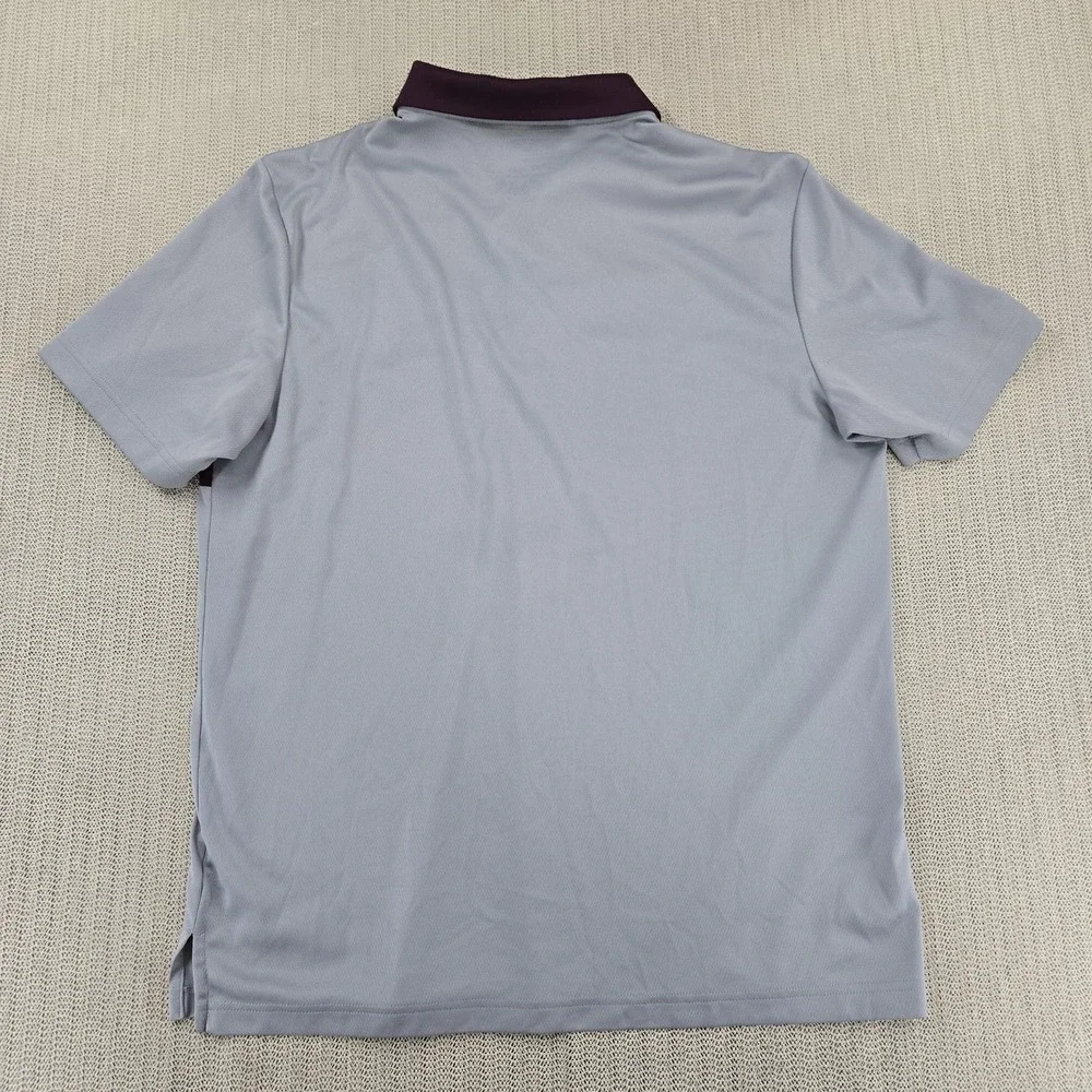 Adidas Polo Shirt Mens Large Gray Maroon Colorblock Climacool Golf Short Sleeve